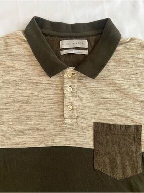 Zara Two-Tone Olive & Beige Men’s Polo Shirt